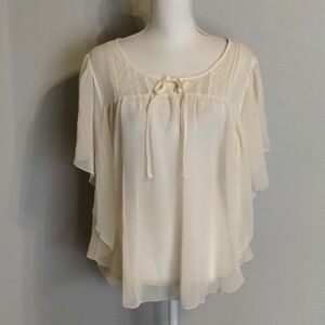 Jack by BB Dakota Sheer Cream Boho Top Size Large
